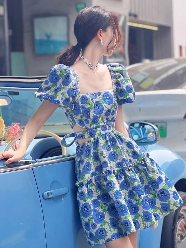 Floral Tie-Up Mini Dresses