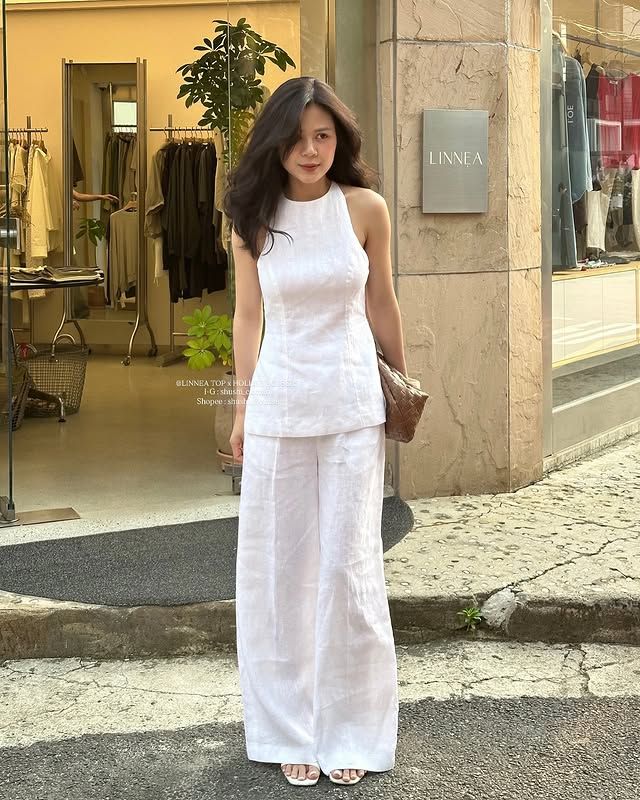 Minimal Linen Top & Wide-Leg Pants Set