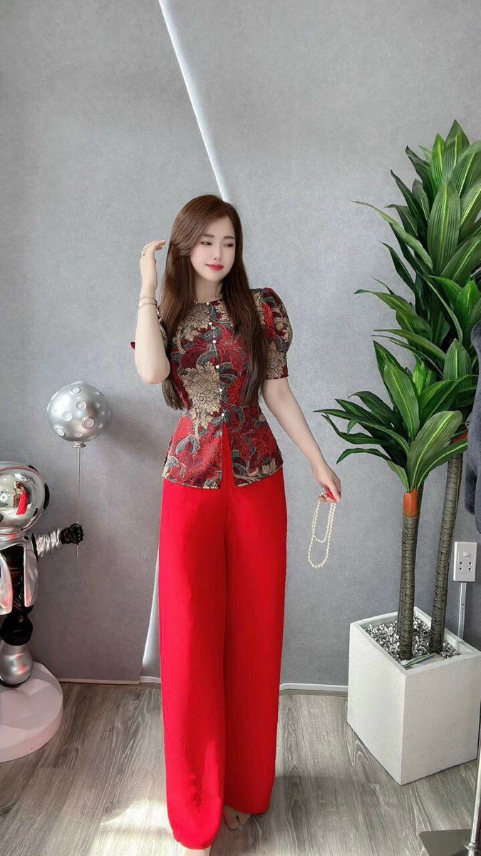 Festive Peplum Top & Palazzo Set